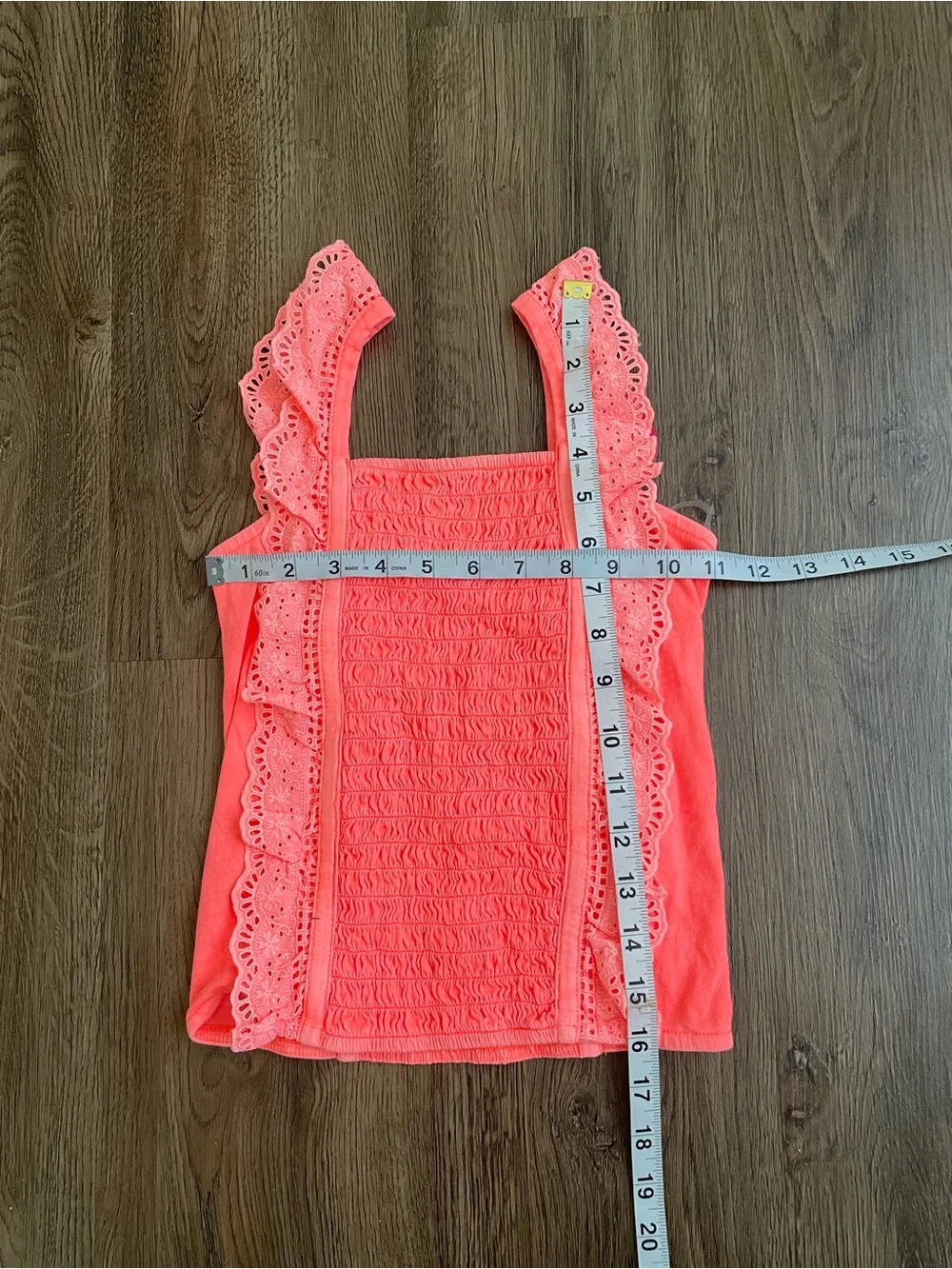 Justice Coral Pink Ruffle-Trim Tank Top Gurls Size 7/8